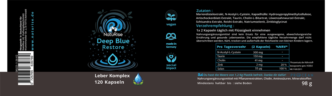 Deep Blue Restore – Leberkomplex mit Mariendistel, NAC & Cholin (120 Kapseln)